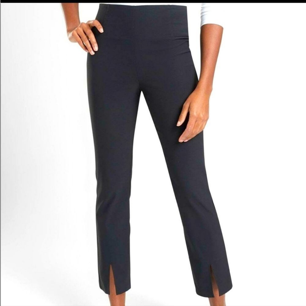 Athleta Wander Slim‎ Crop Split Hem Black Pants High Rise 405534 Women's Size 4